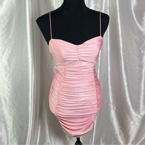 🖤Tiger Mist Pink Ruched Bodycon Mini Dress | Sleeveless Party Dress XS
